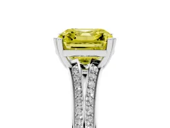 Fancy Yellow Asscher Cut Diamond Split Shank Pavé Engagement Ring Set in Silver with Prong-Set Center Stone