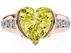 Fancy Yellow Heart Cut Diamond Bezel-Set Solitaire Ring Set in Rose gold with Channel-Set Band