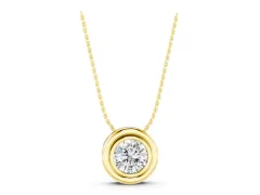 Round Diamond Pendant Set in Yellow gold with Protective Bezel