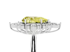 Fancy Yellow Pear Cut Diamond Cluster Halo Ring Set in Silver with Marquise and Round Accents
