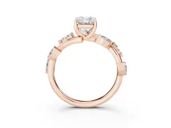 Radiant Cut Diamond Solitaire Ring Set in Rose gold with Twisted Marquise Accent Band