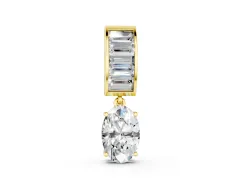 Oval and Baguette Diamond Drop Pendant Set in Yellow gold with Baguette-Accented Bail