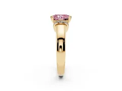 Fancy Pink Radiant Cut Diamond Pavé Band Solitaire Ring Set in Yellow gold with Prong Setting