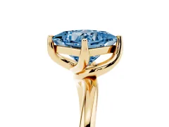 Fancy Blue Princess Cut Diamond Solitaire Engagement Ring Set in Yellow gold with Classic Plain Band
