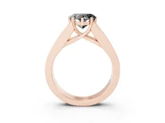 Fancy Black Heart Cut Diamond Solitaire Ring Set in Rose gold with Channel-Set Accent Stones and Prong Setting