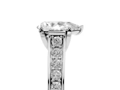 Pear Cut Diamond Solitaire Pavé Engagement Ring Set in White gold with Prong Setting