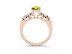 Fancy Yellow Radiant Cut Diamond Five-Stone Prong Set Ring Set in Rose gold with Classic Band