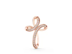 Pavé Round Diamond Looped Cross Pendant Set in Rose gold with Prong Setting