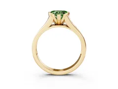 Fancy Green Heart Cut Diamond Bezel-Set Solitaire Ring Set in Yellow gold with Channel-Set Band