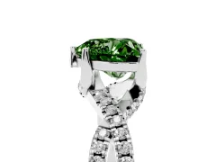 Fancy Green Heart Cut Diamond Twist Pavé Solitaire Engagement Ring Set in Silver with Prong Setting