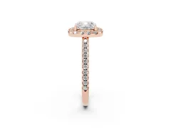 Cushion Cut Diamond Pavé Halo Ring Set in Rose gold with Prong Setting