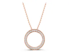 Round Diamond Pavé Circle Pendant Set in Rose gold with Polished Edges