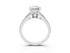 Princess Cut Diamond Split Shank Pavé Engagement Ring Set in Platinum with Prong-Set Center Stone