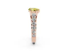 Fancy Yellow Pear Cut Diamond Pavé Engagement Ring Set in Rose gold with Prong Setting