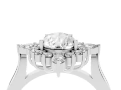 Pear Cut Diamond Cluster Halo Ring Set in Platinum with Marquise and Round Accents