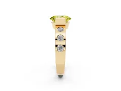 Fancy Yellow Oval Cut Diamond Channel-Set Band Ring Set in Yellow gold with Bezel Prong Setting