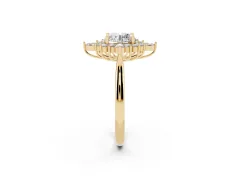 Round Cut Diamond Cluster Halo Ring Set in Yellow gold with Marquise and Round Accents