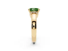 Fancy Green Radiant Cut Diamond Pavé Band Solitaire Ring Set in Yellow gold with Prong Setting