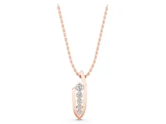 Channel Set Round Diamond Curved Pendant Set in Rose gold with Bar Prongs