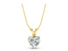 Heart Diamond Solitaire Pendant Set in Yellow gold with Four-Prong Setting