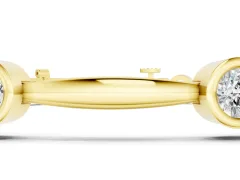 Round Diamond Bezel-Set Link Bracelet Set in Yellow gold with Box Clasp