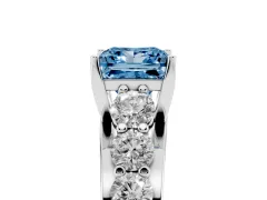 Fancy Blue Princess Cut Diamond Pavé Engagement Ring Set in White gold with Prong Setting