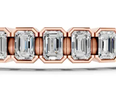 Emerald Cut Diamond Tennis Bracelet Set in Rose gold with Half Bezel Setting