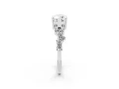 Marquise Cut Diamond Ring Set in White gold with Scattered Round Accents