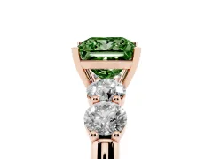 Fancy Green Princess Cut Diamond Five-Stone Prong Set Ring Set in Rose gold with Classic Band