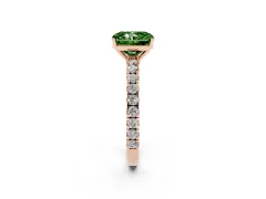 Fancy Green Radiant Cut Diamond Pavé Solitaire Engagement Ring Set in Rose gold with Prong Setting