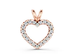 Round Diamond Heart Pendant Set in Rose gold with Continuous Pavé Setting