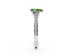 Fancy Green Pear Cut Diamond Solitaire Pavé Engagement Ring Set in White gold with Prong Setting