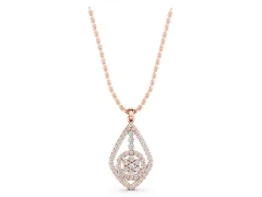 Pear-Shape Diamond Halo Pendant Set in Rose gold with Pavé Frame and Cluster Center