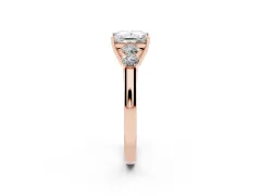 Princess Cut Diamond Five-Stone Prong Set Band Ring Set in Rose gold with Polished Band