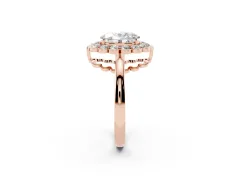 Oval Cut Diamond Halo Cluster Engagement Ring Set in Rose gold with Solitaire Band and Prong Setting