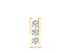 Vertical Channel-Set Round Diamond Bar Pendant Set in Yellow gold with Three Stones
