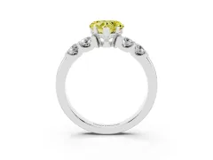 Fancy Yellow Heart Cut Diamond Five-Stone Prong Set Engagement Ring Set in Platinum with Channel Band