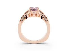Fancy Pink Oval Cut Diamond Solitaire Engagement Ring Set in Rose gold with Pavé Shoulders