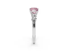 Fancy Pink Princess Cut Diamond Five-Stone Prong Set Ring Set in Silver with Classic Band