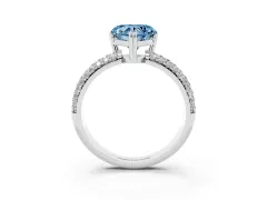 Fancy Blue Heart Cut Diamond Solitaire Ring Set in Platinum with Multi-Row Round Pavé Band and Prong Setting