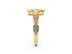 Fancy Yellow Marquise Cut Diamond Solitaire Ring Set in Yellow gold with Channel Set Band and Prong Setting