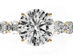 Round Cut Diamond Five-Stone Prong Set Band Ring Set in Yellow gold with Polished Band