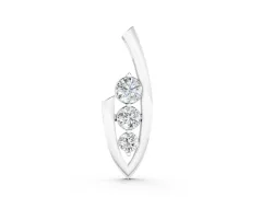 Three-Stone Round Diamond Pendant Set in Silver with Curved Metal Frame