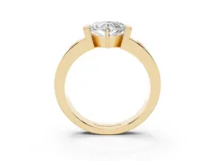 Heart Cut Diamond Channel-Set Band Ring Set in Yellow gold with Bezel Prong Setting