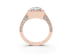 Princess Cut Diamond Halo Engagement Ring Set in Rose gold with Accent Split Shank Band