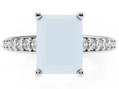 Radiant Cut Diamond Prong Set Solitaire Engagement Ring Set in Platinum with Pavé Band