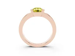 Fancy Yellow Emerald Cut Diamond Channel-Set Band Ring Set in Rose gold with Bezel Prong Setting