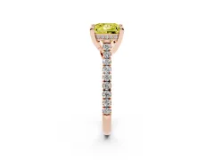 Fancy Yellow Princess Cut Diamond Solitaire Ring Set in Rose gold with Brilliant Pavé Band and Prong Setting