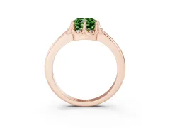 Fancy Green Cushion Cut Diamond Round Cluster Halo Ring Set in Rose gold with Solitaire Band and Prong Setting