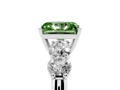 Fancy Green Radiant Cut Diamond Five-Stone Prong Set Ring Set in Silver with Classic Band